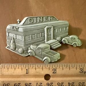 Vintage 1950s Diner with Cars Brooch